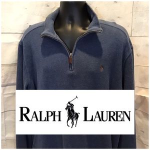 RALPH LAUREN 1/4 Zip Pullover SZ XL Steel Blue Cotton